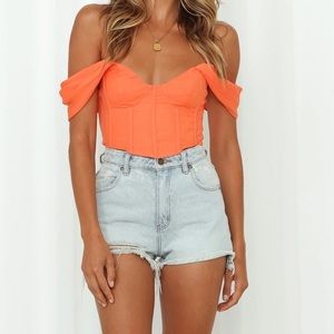 NEW Hello Molly Off-Shoulder Orange Crop Top (XS)